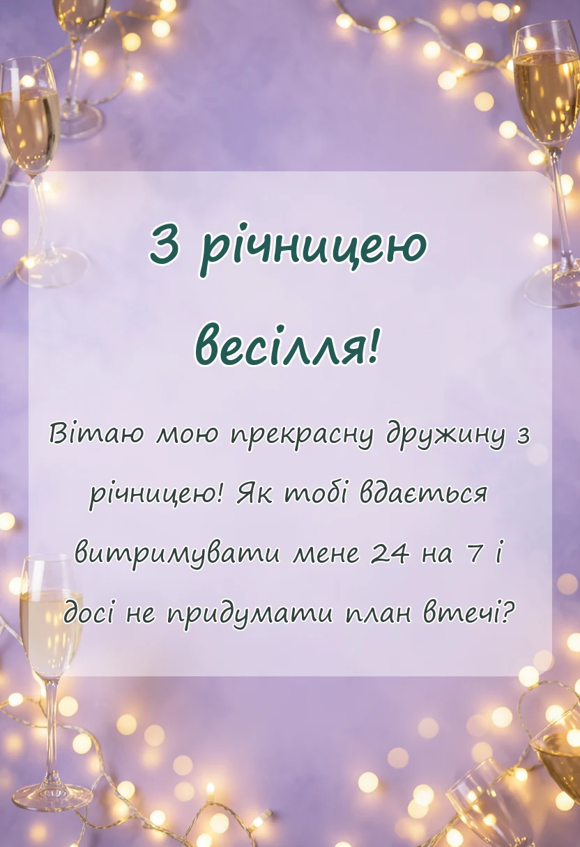 унікальна листівка - привітання з річницею весілля дружині