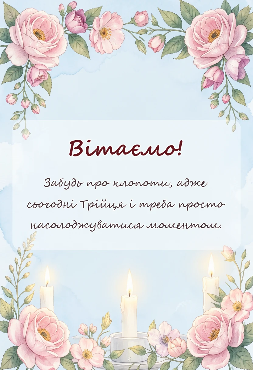 красива листівка: привітання з трійцею