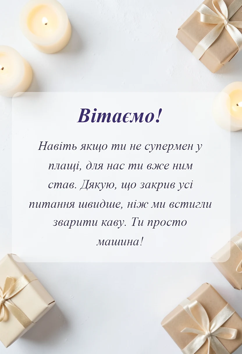 листівка з побажанням - подяка за роботу своїми словами
