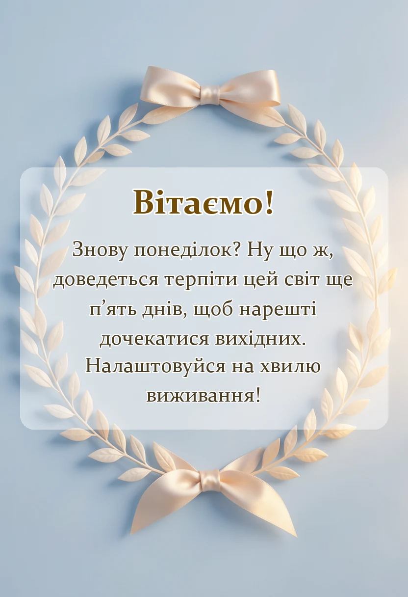 унікальна листівка - привітання з початком нового тижня