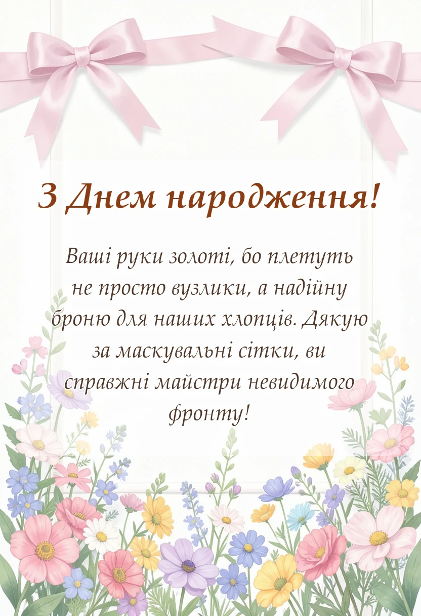 унікальна листівка - подяка за маскувальні сітки