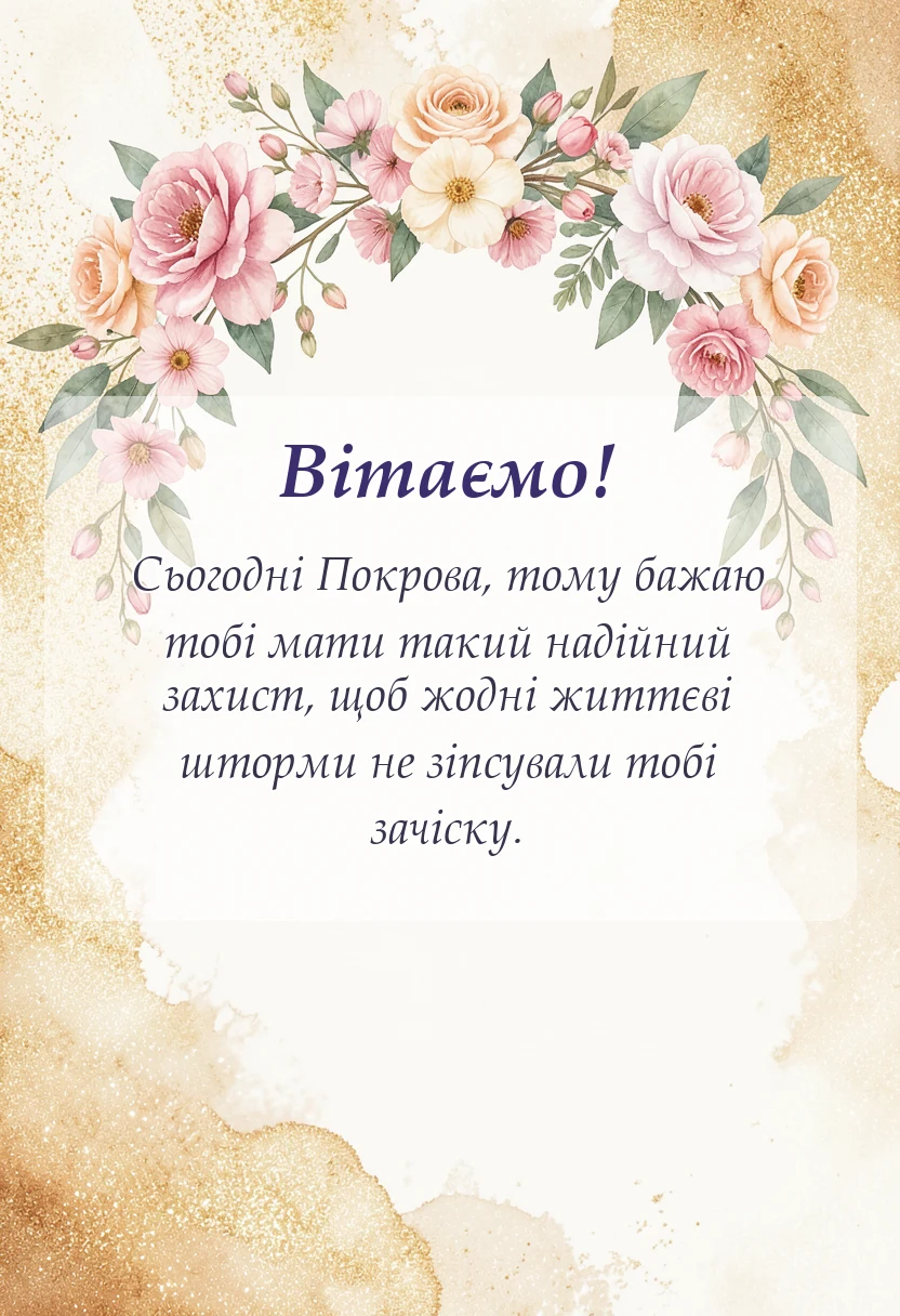 унікальна листівка - вітання з покровою і днем захисника