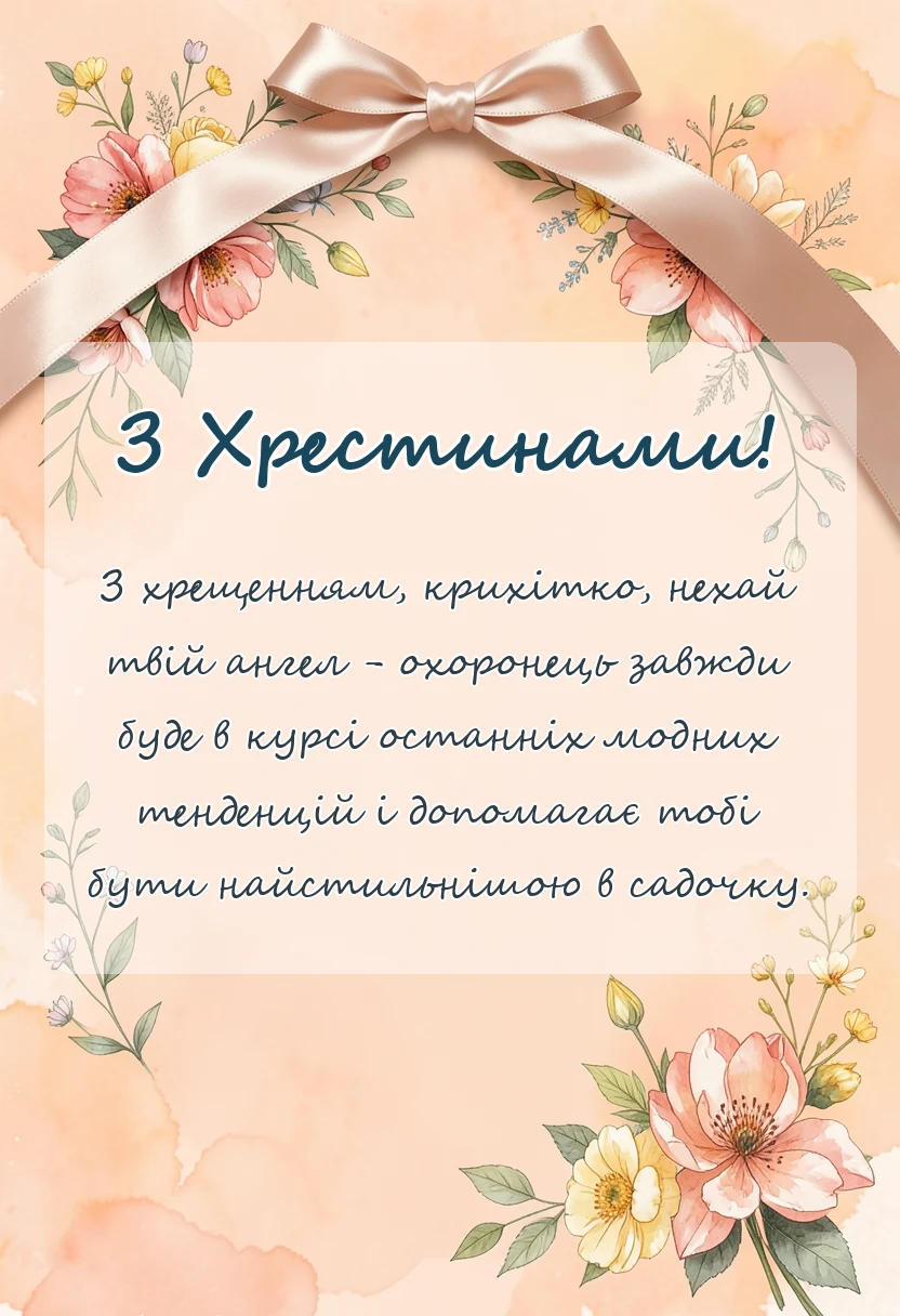 листівка з побажанням - картинка з хрещенням донечки