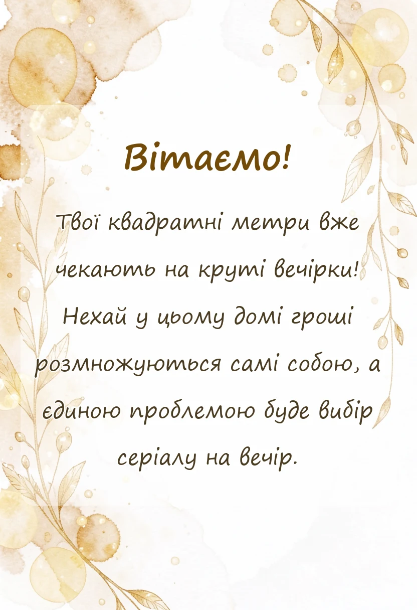 унікальна листівка - поздоровлення з новосіллям