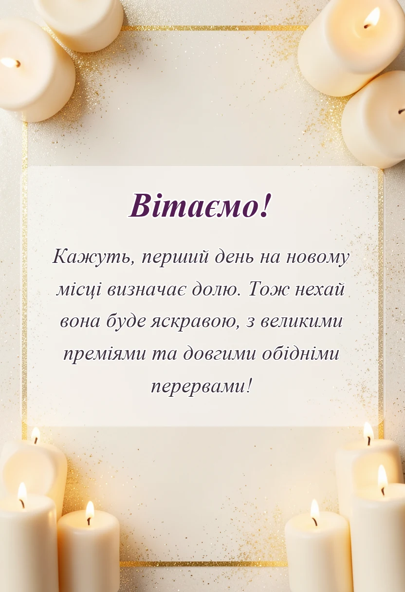 листівка з побажанням - привітання з першим робочим днем