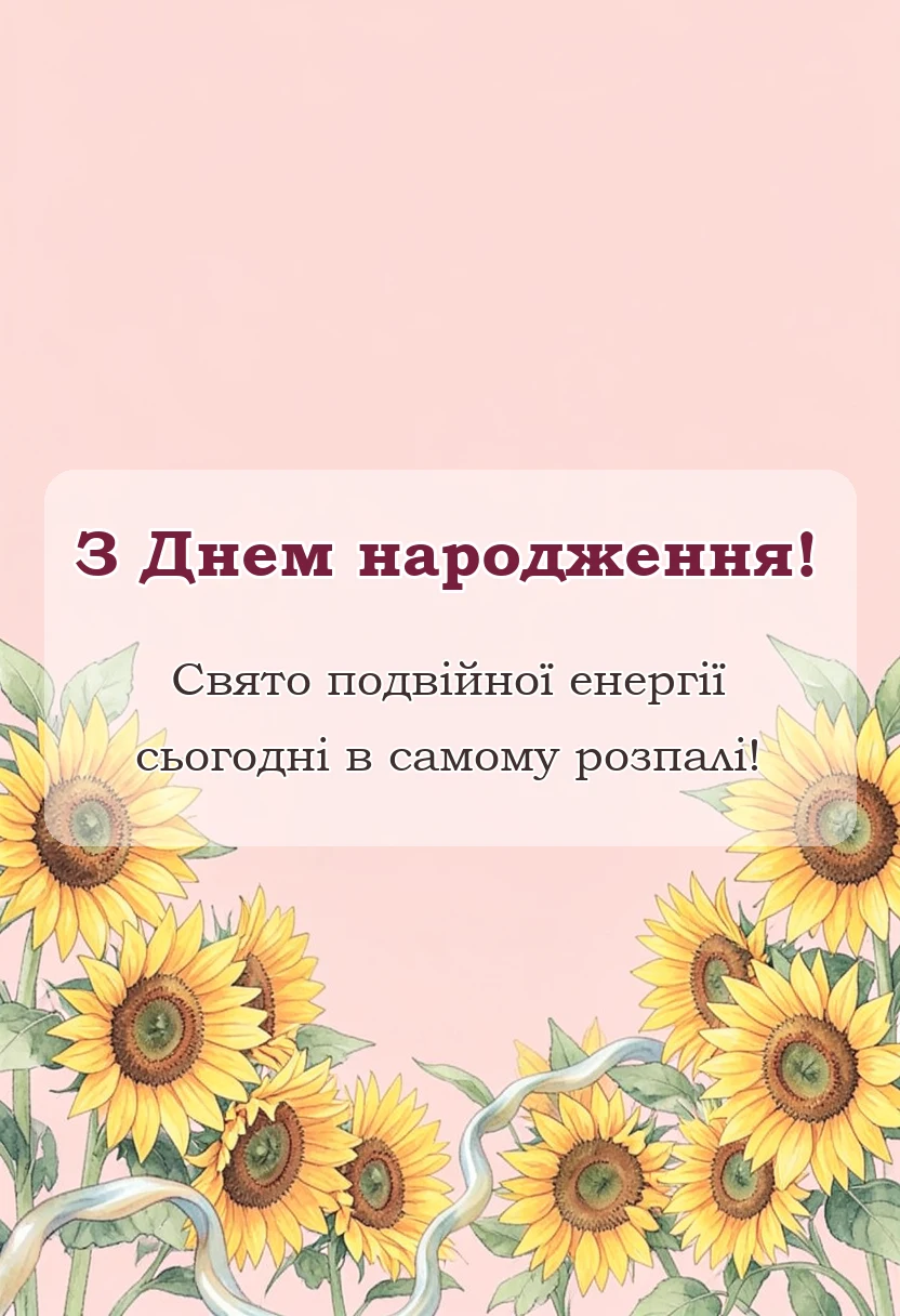 вітальна листівка - вітання з днем народження двійнят хлопчика і дівчинки