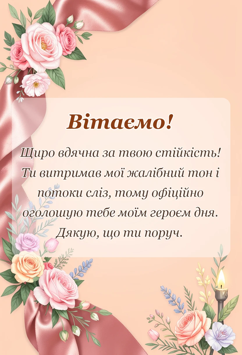 вітальна листівка - подяка за співчуття своїми словами