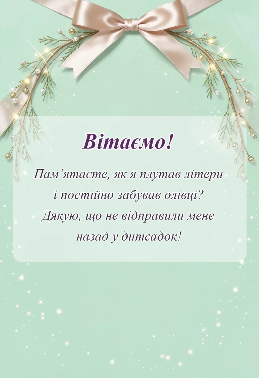 красива листівка: подяка першій вчительці від учня