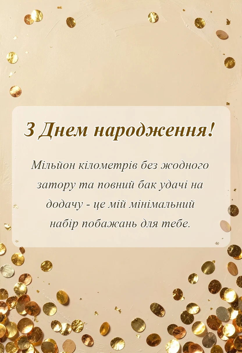 унікальна листівка - привітання з днем народження дальнобойщику українською