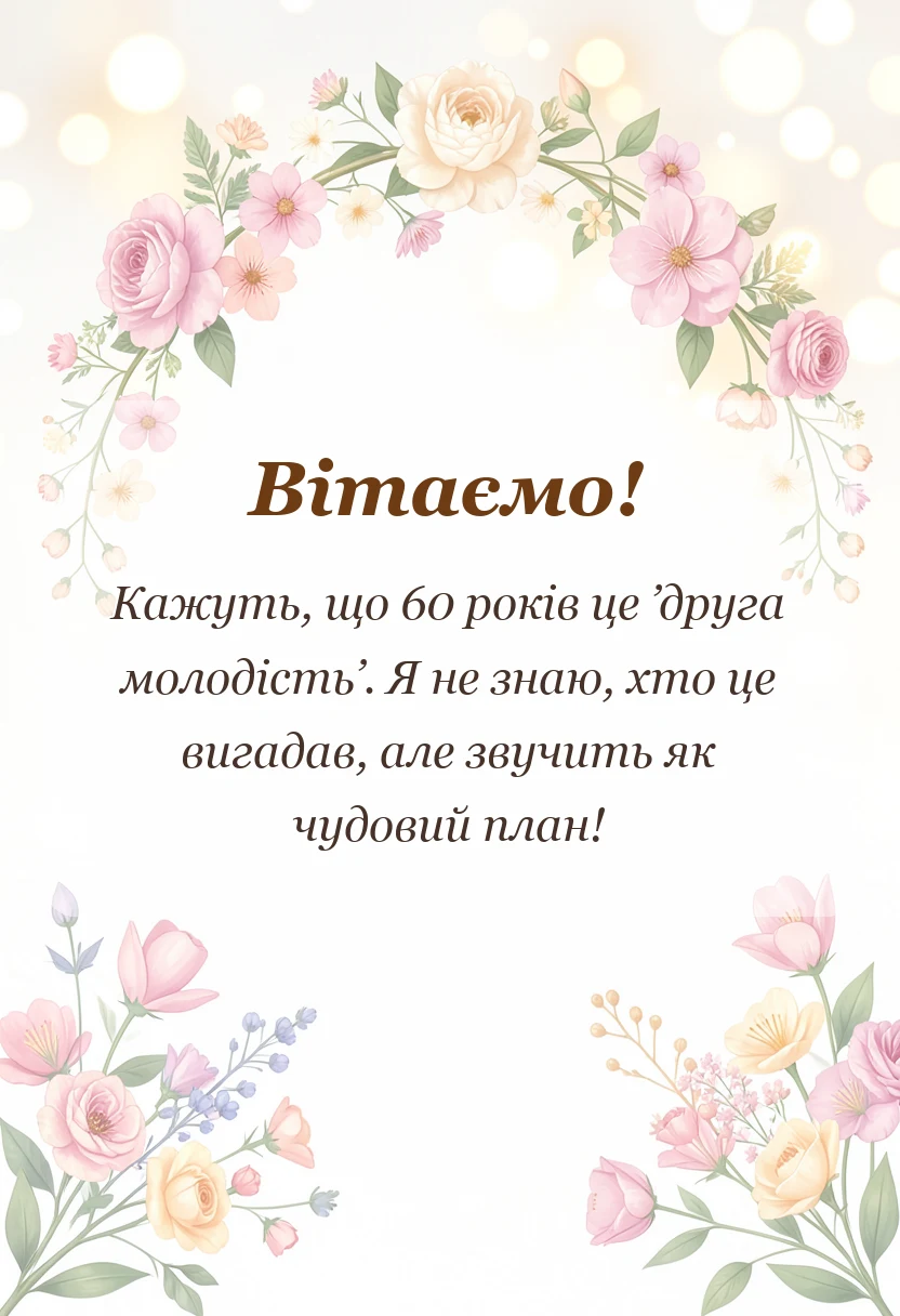 унікальна листівка - привітання з 60-річчям чоловікові