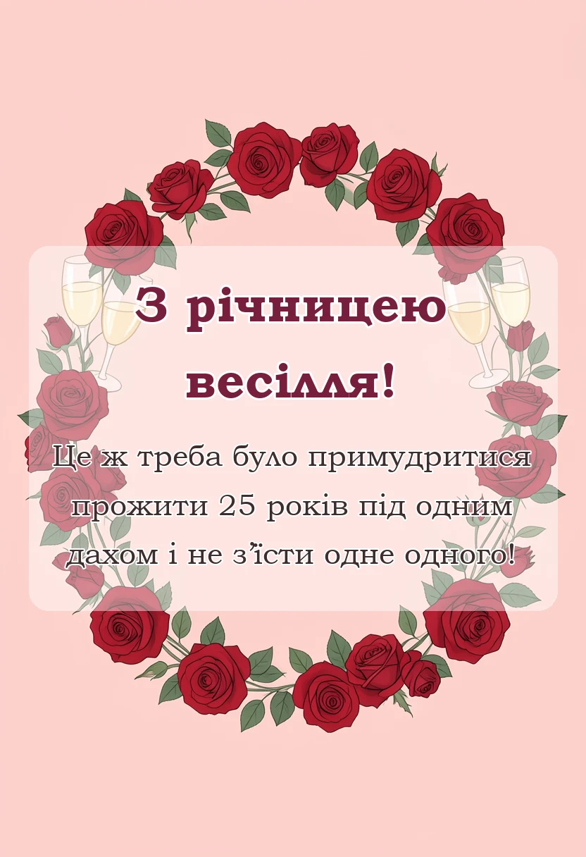 унікальна листівка - прикольне привітання з срібним весіллям