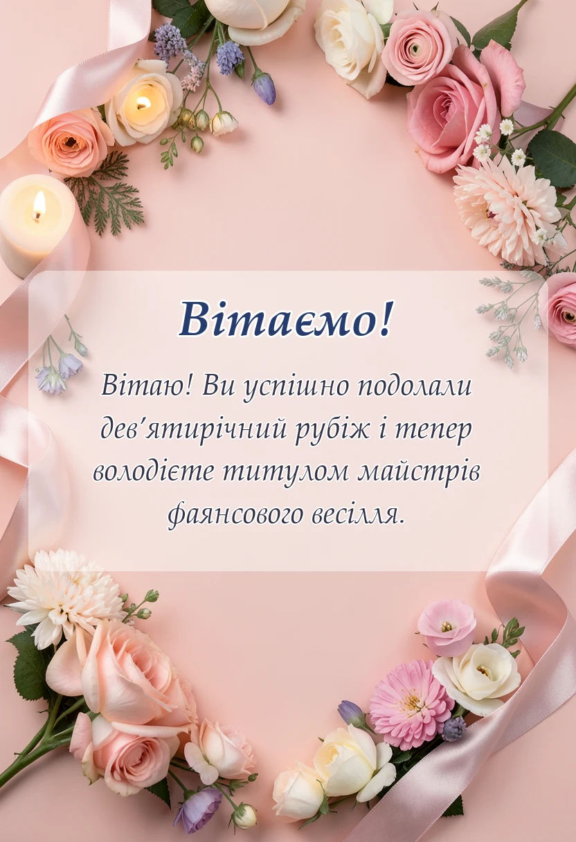 вітальна листівка - привітання з фаянсовим весіллям картинки