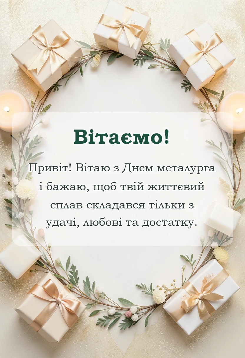 красива листівка: привітання з днем металурга