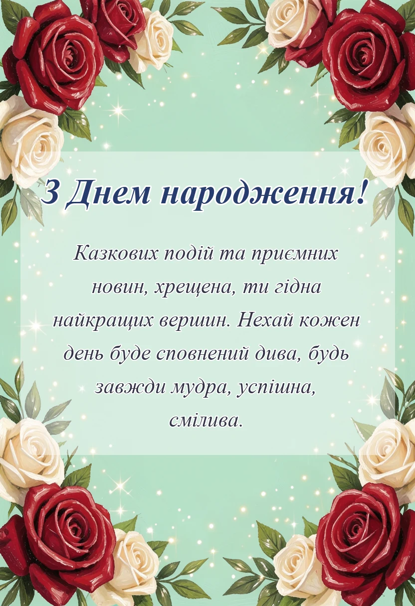 унікальна листівка - привітання з днем народження хрещеній мамі