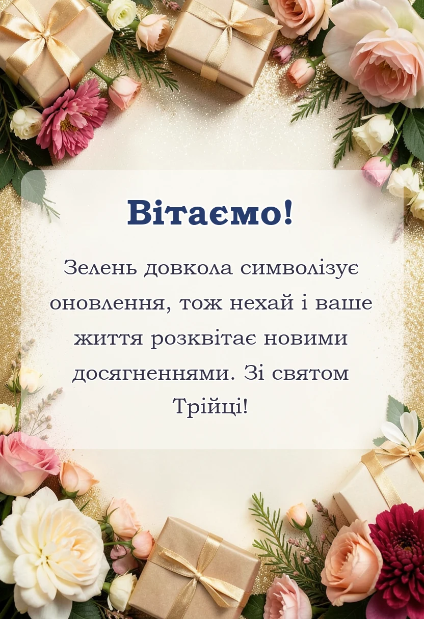 листівка з побажанням - привітання з трійцею