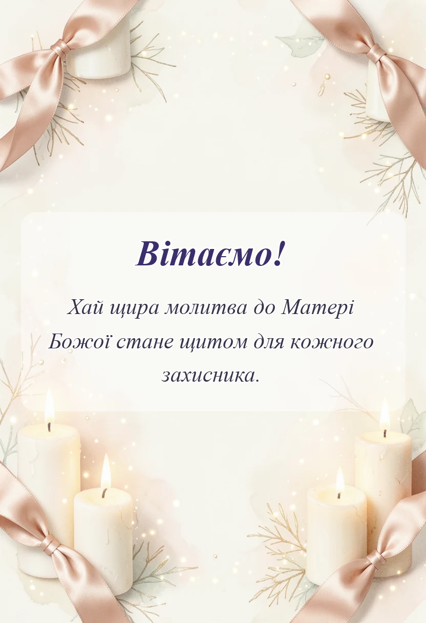 унікальна листівка - вітання з покровою і днем захисника
