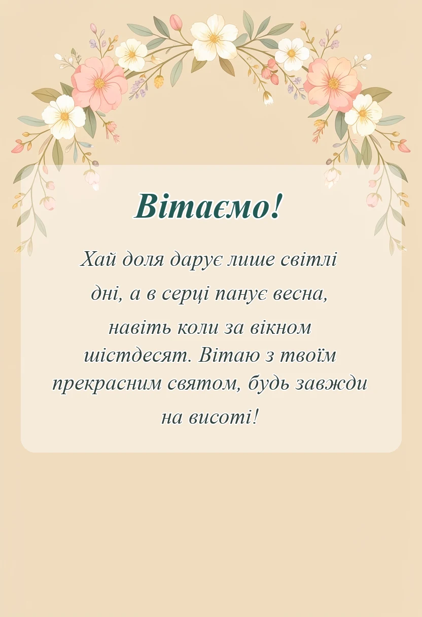 листівка з побажанням - привітання з 60-річчям чоловікові