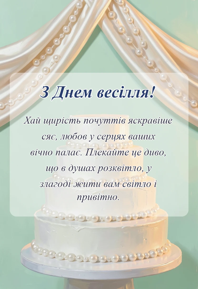 вітальна листівка - коротке привітання на весілля