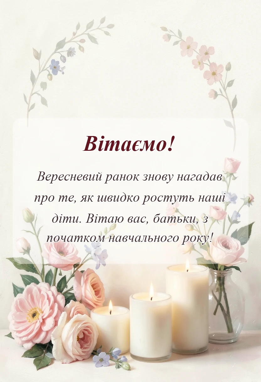 красива листівка: привітання з днем знань для батьків