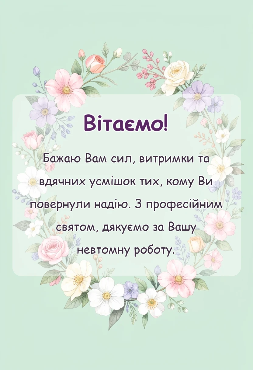 листівка з побажанням - привітання з днем лікаря