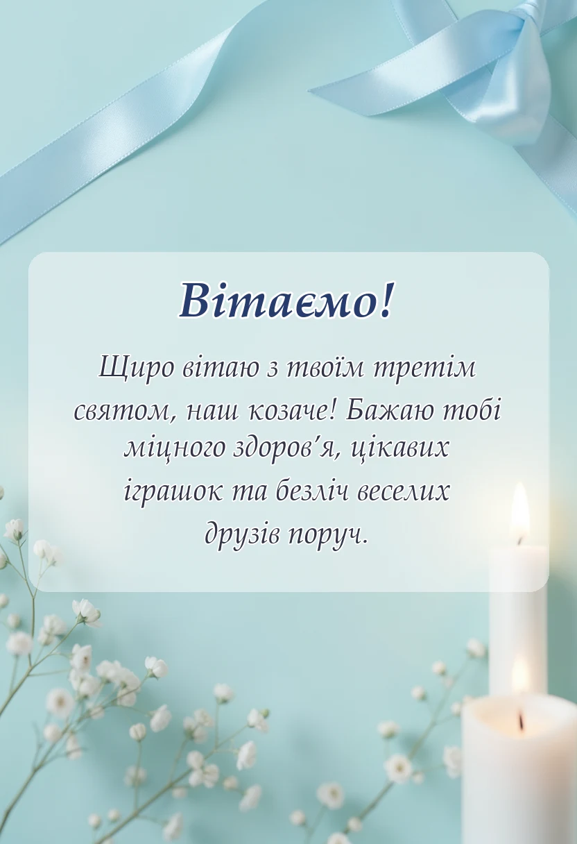 красива листівка: привітання з днем народження 3 роки хлопчику