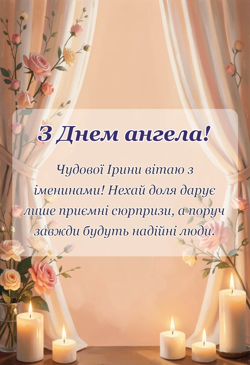 унікальна листівка - день ангела ірини привітання