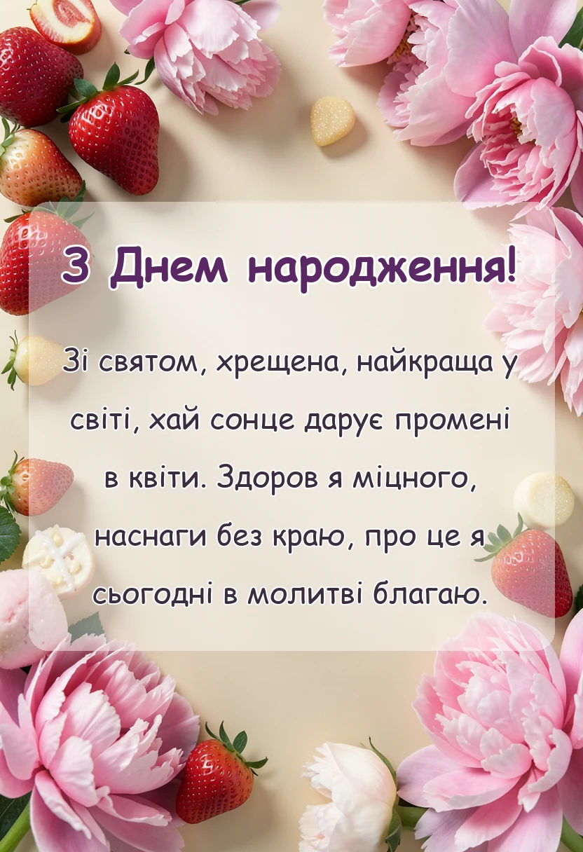 унікальна листівка - привітання з днем народження хрещеній мамі