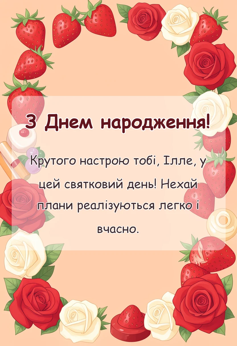 листівка з побажанням - привітання з днем народження іллі