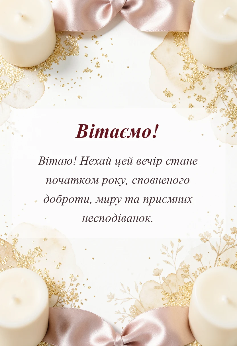 вітальна листівка - привітання з щедрим вечором