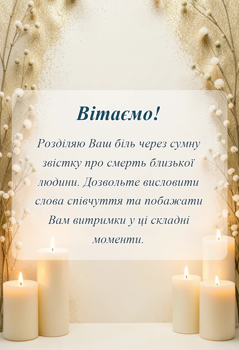 вітальна листівка - слова підтримки при втраті