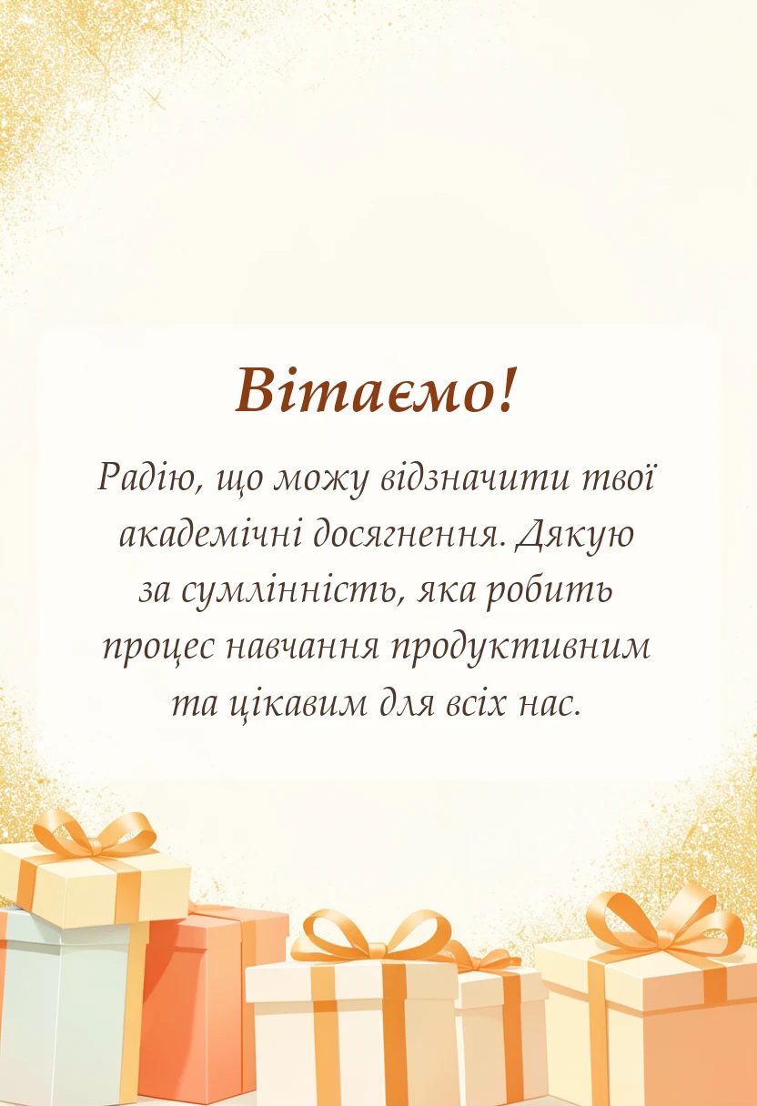красива листівка: подяка за сумлінне навчання