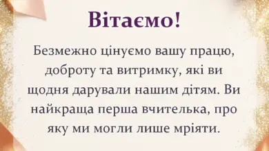 вітальна листівка - подяка першій вчительці від батьків