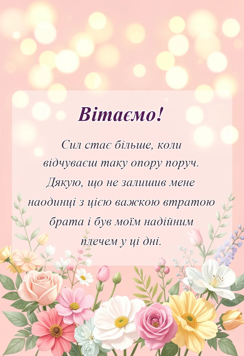 святкова картинка: подяка за співчуття з приводу смерті брата