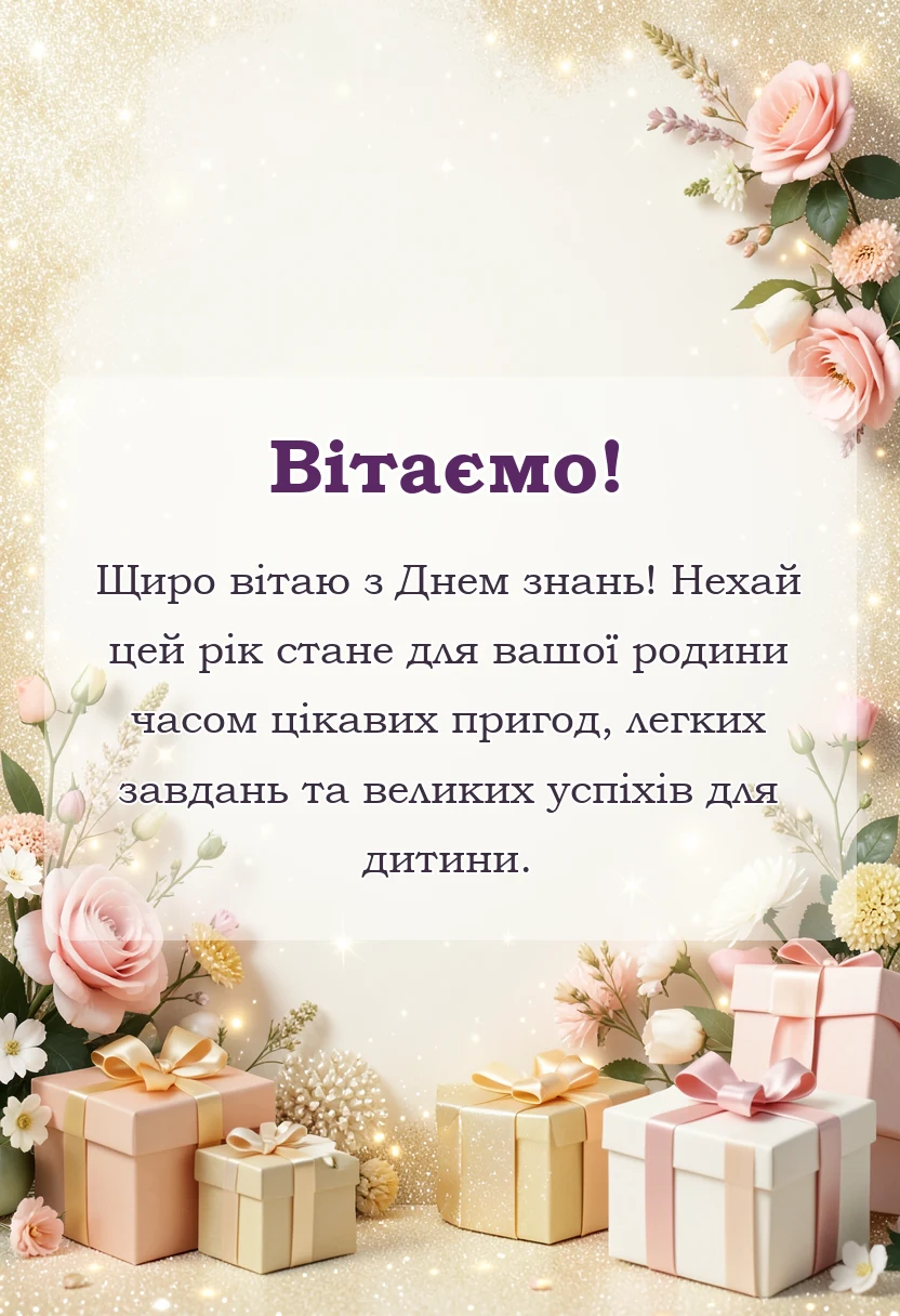 вітальна листівка - привітання з днем знань для батьків