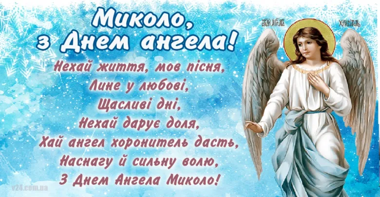 Привітання з днем ангела Миколи, ікона архангела.