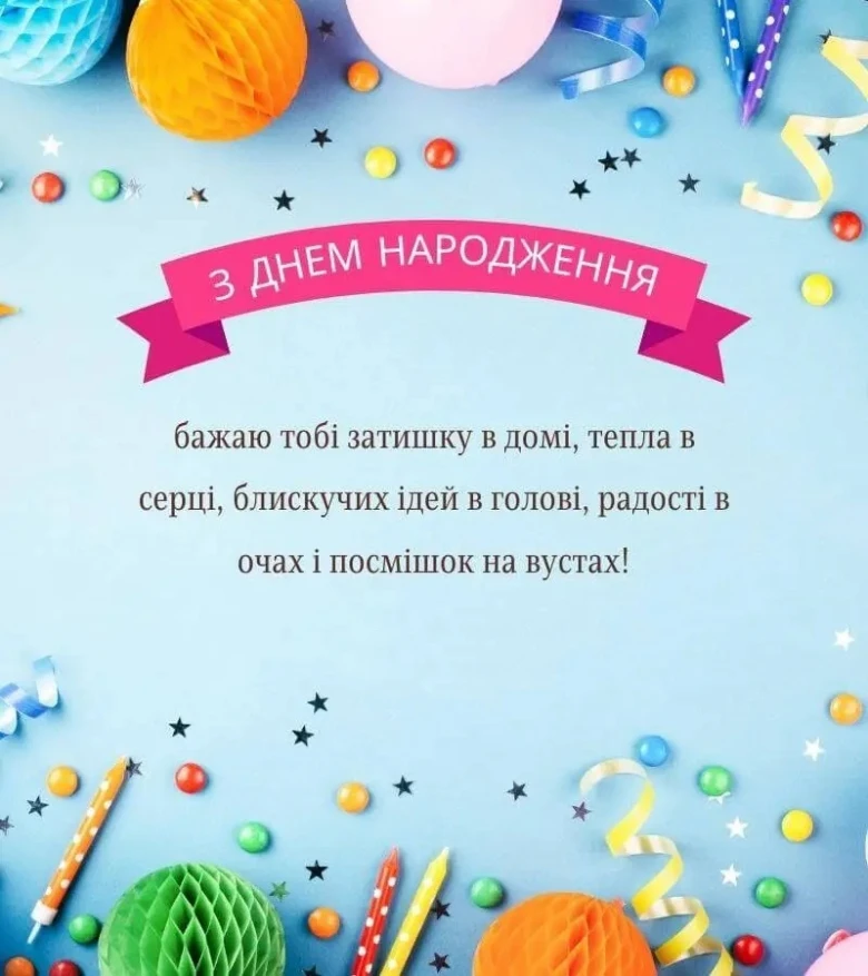 Картка з привітанням на день народження українською мовою