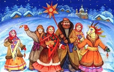 Українські Шевченки святкують Щедрі Вечори в сніжному містечку.