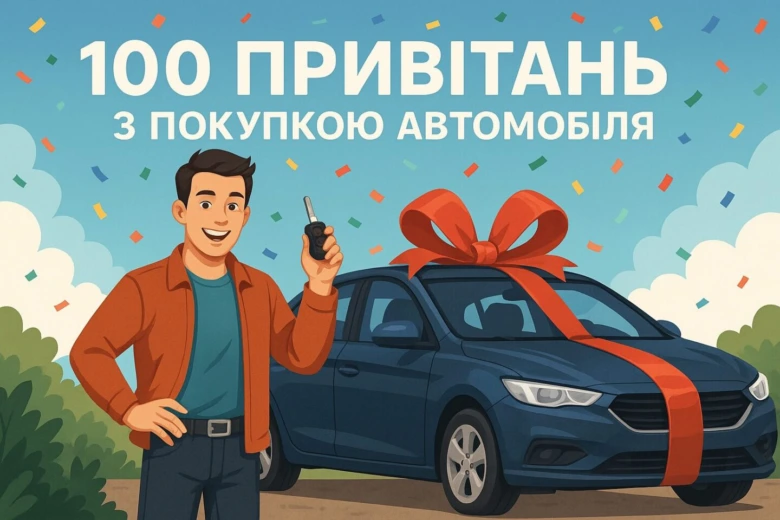 Чоловік з ключами від нового автомобіля під конфетті