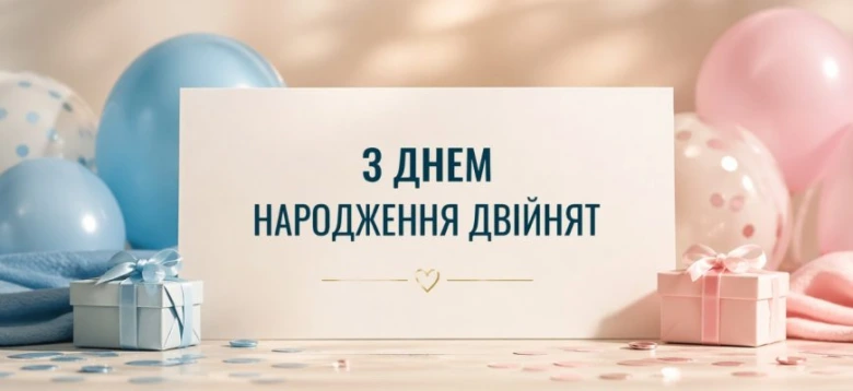 Вітальна картка з днем народження двійнят хлопчика і дівчинки