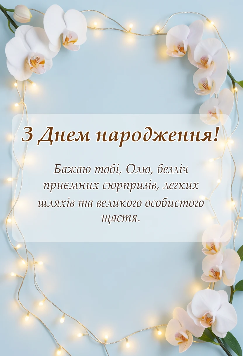 вітальна листівка - вітальна листівка з днем народження оля