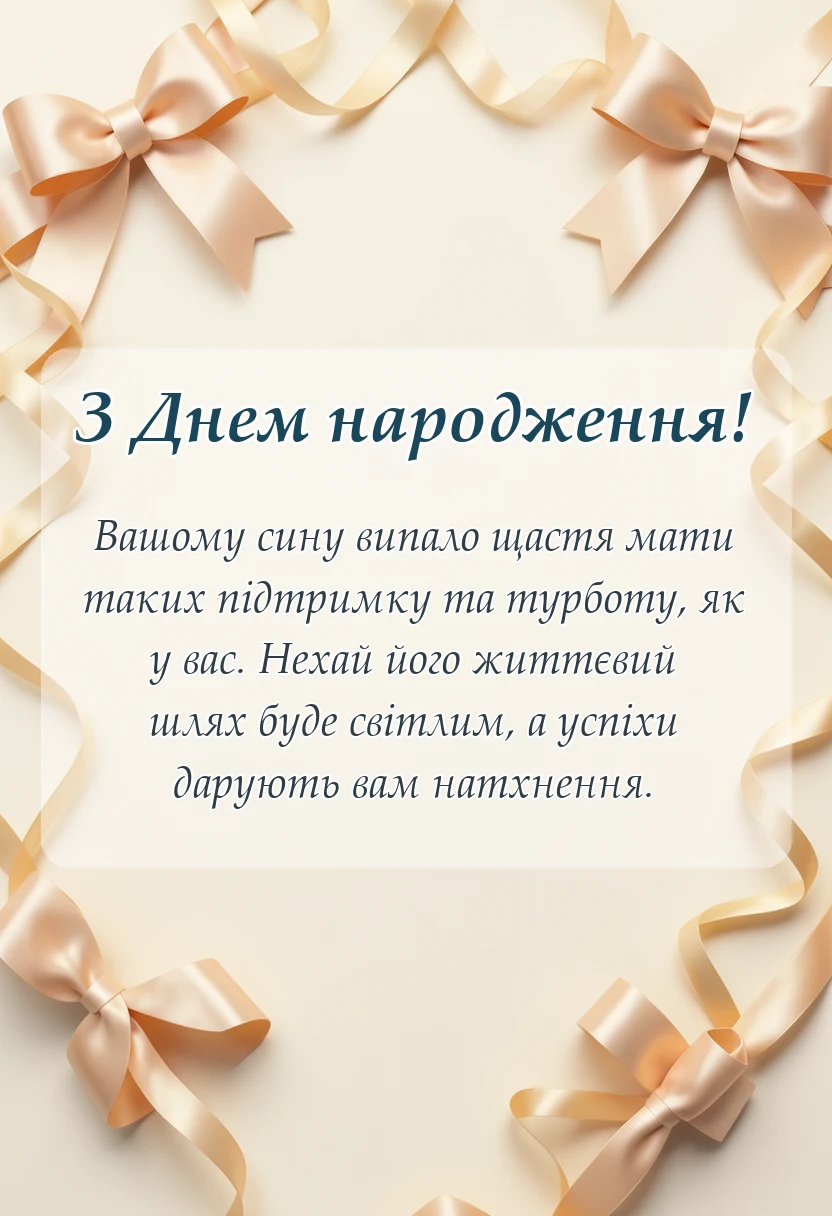 листівка з побажанням - вітання батькам з днем народження сина