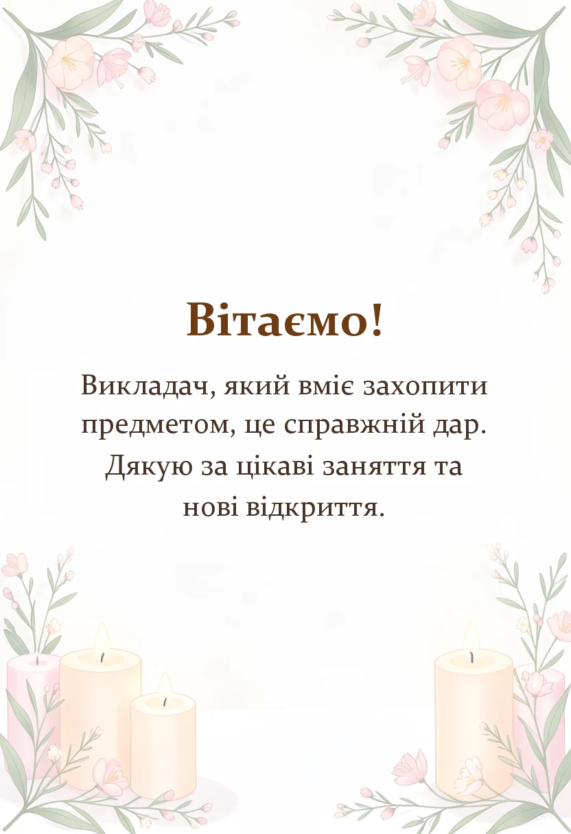 красива листівка: подяка вчителю слова вдячності тексти