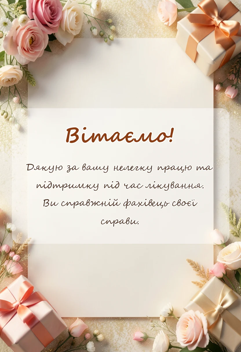 листівка з побажанням - подяка лікарю за лікування