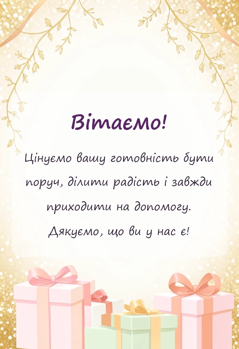 вітальна листівка - подяка хрещеним батькам від батьків