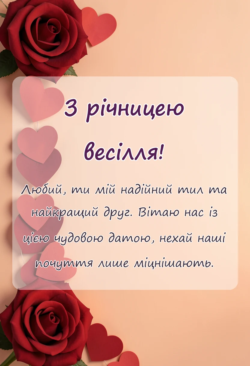 листівка з побажанням - привітання з весіллям чоловіку