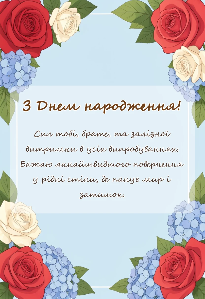 вітальна листівка - привітання з днем народження військовому