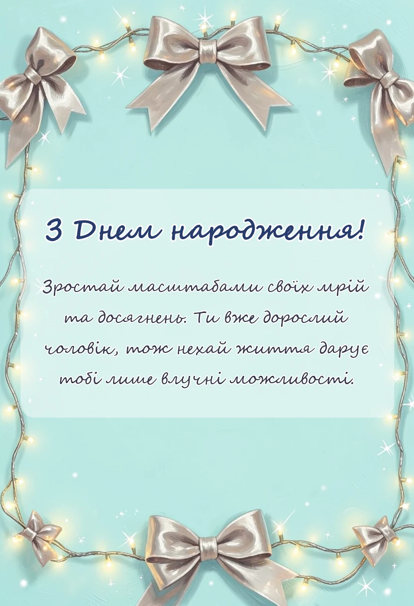 унікальна листівка - привітання з днем народження дорослому хрещенику