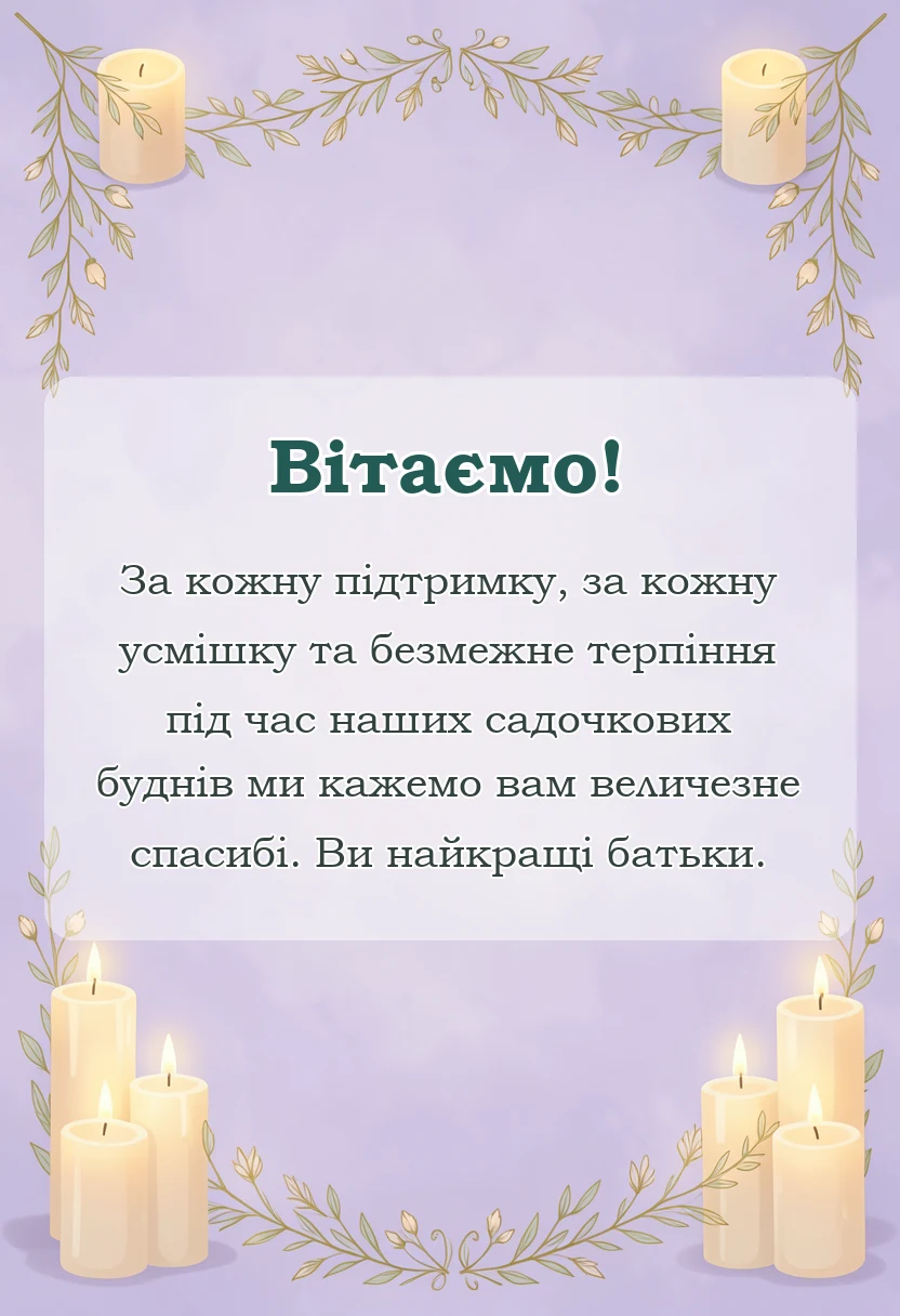 листівка з побажанням - вірш подяка батькам на випускний в днз