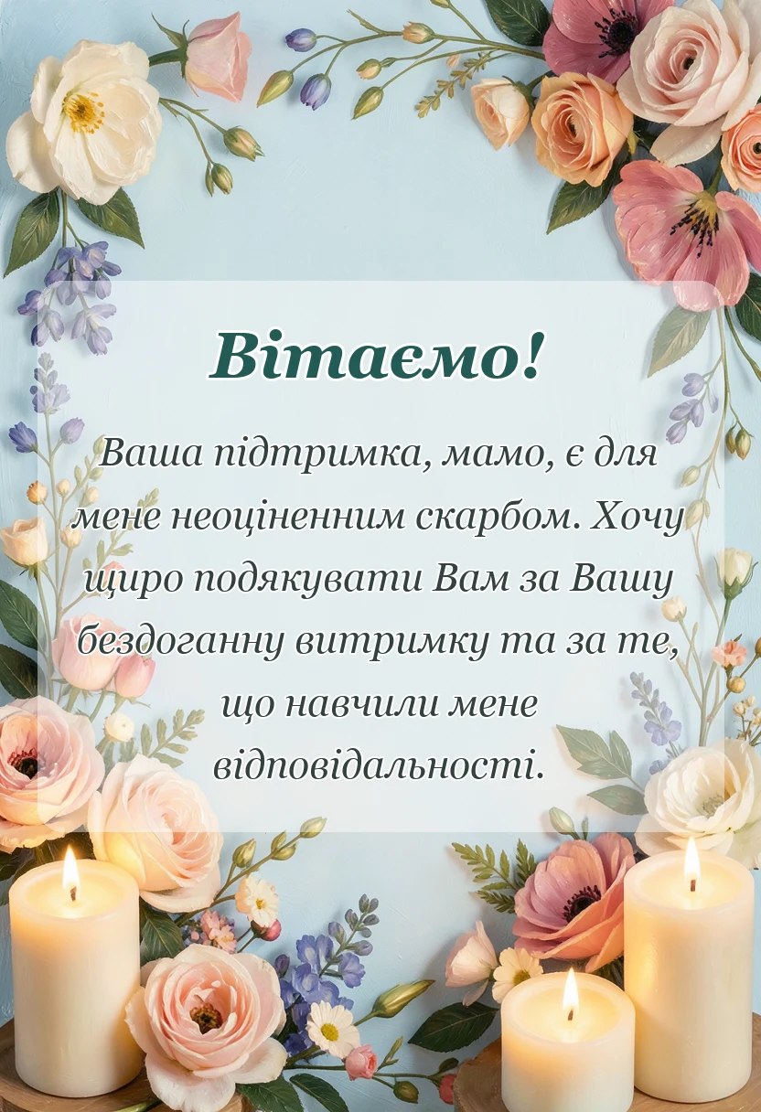 вітальна листівка - зворушливі слова для мами