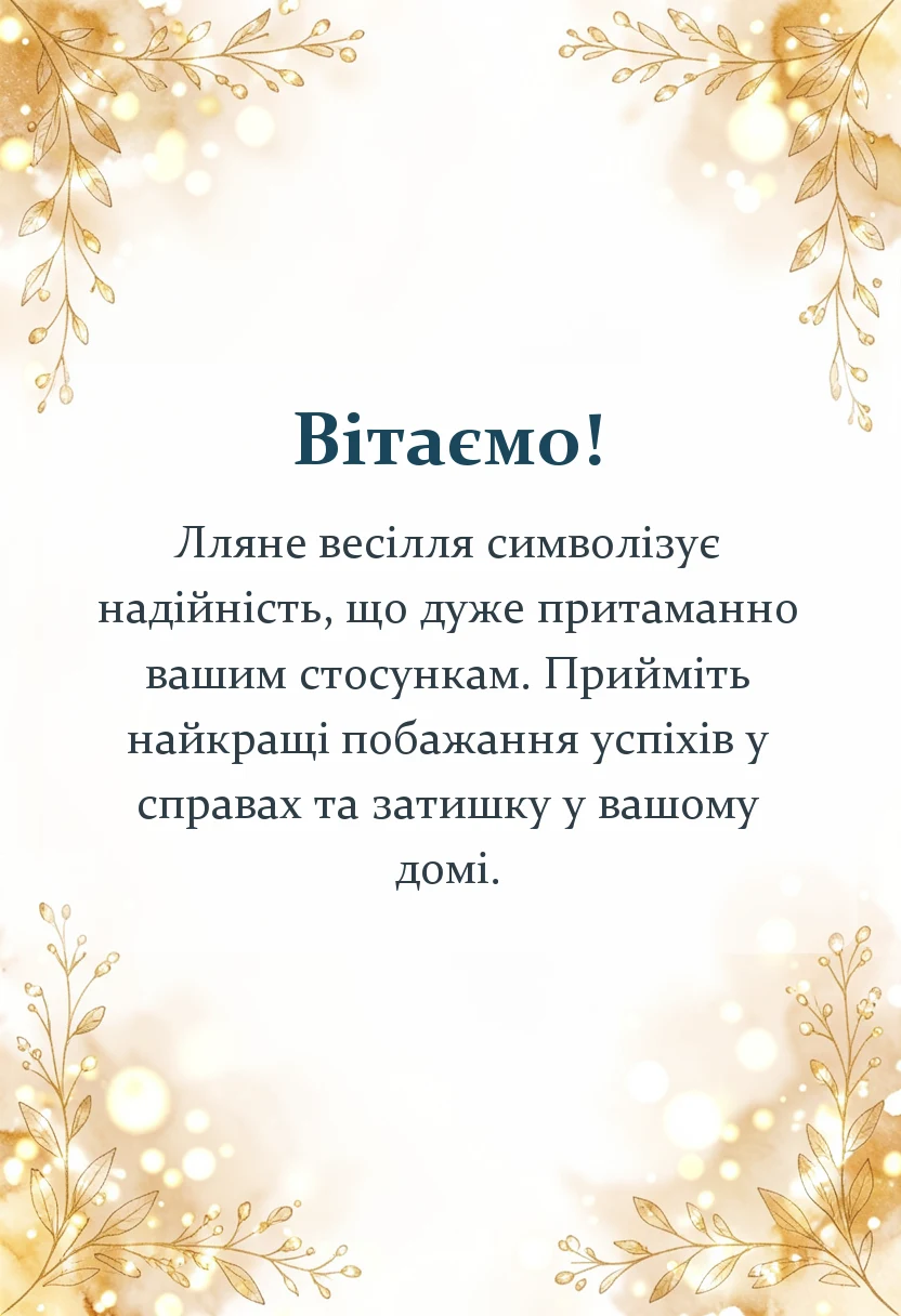 листівка з побажанням - картинки з лляним весіллям